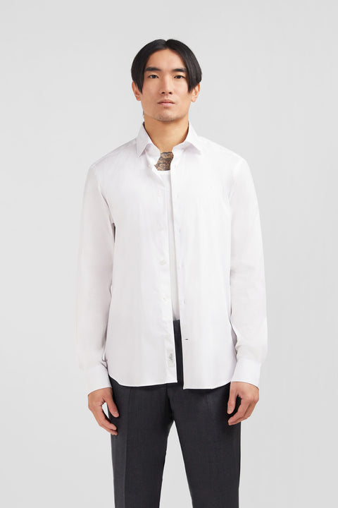 Slim-fit white shirt in stretch poplin - Image 3