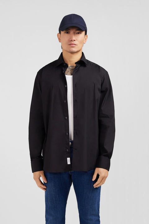 Black shirt in stretch cotton - Image 1