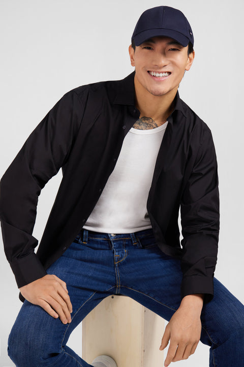 Black shirt in stretch cotton - Image 3