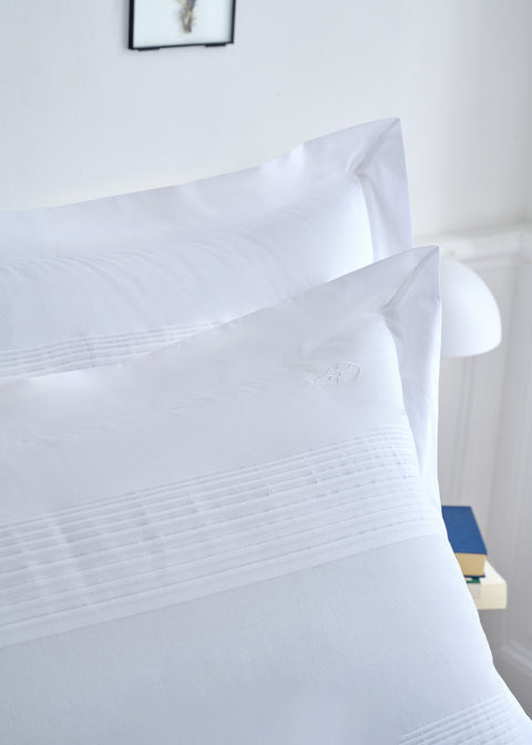 Set of rectangular pillowcases in white cotton percale - Image 2