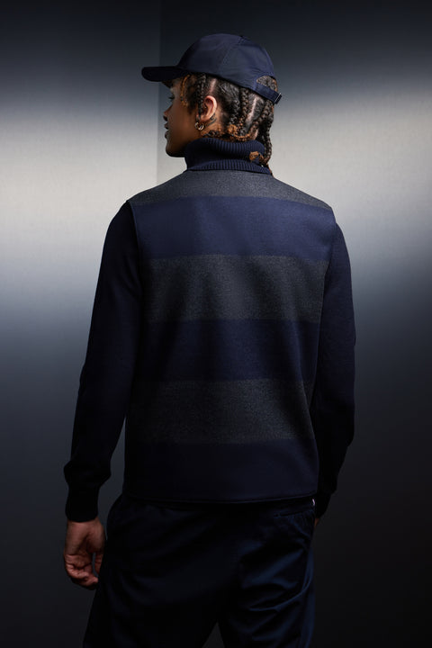 Gilet sans manches à rayures marine et grises upcyclé Pap'Atelier - Image 2