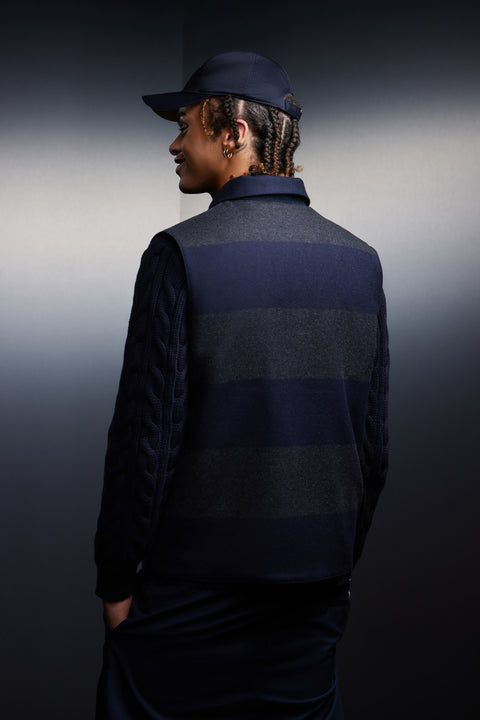 Gilet sans manches à rayures marine et grises et col marine upcyclé Pap'Atelier - Image 2