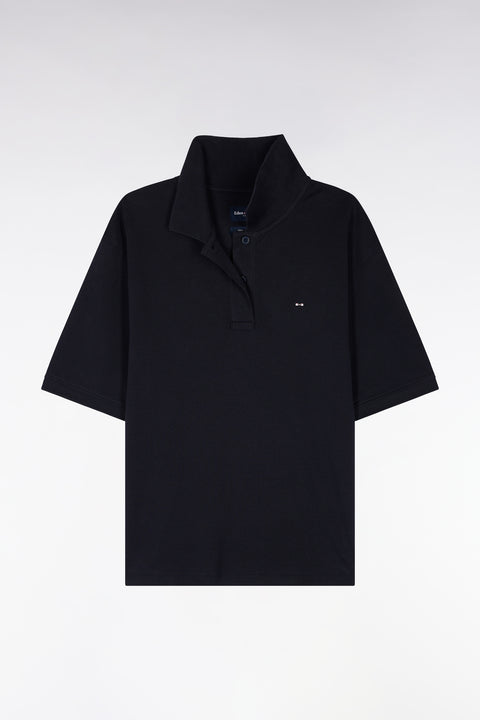 Polo manches courtes en coton marine coupe oversized - Image 2