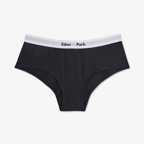 Plain dark blue shorties with elasticated waistband - Image 1