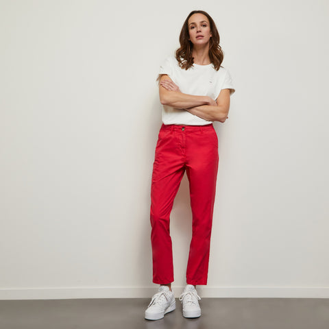 Pink cotton poplin trousers - Image 1