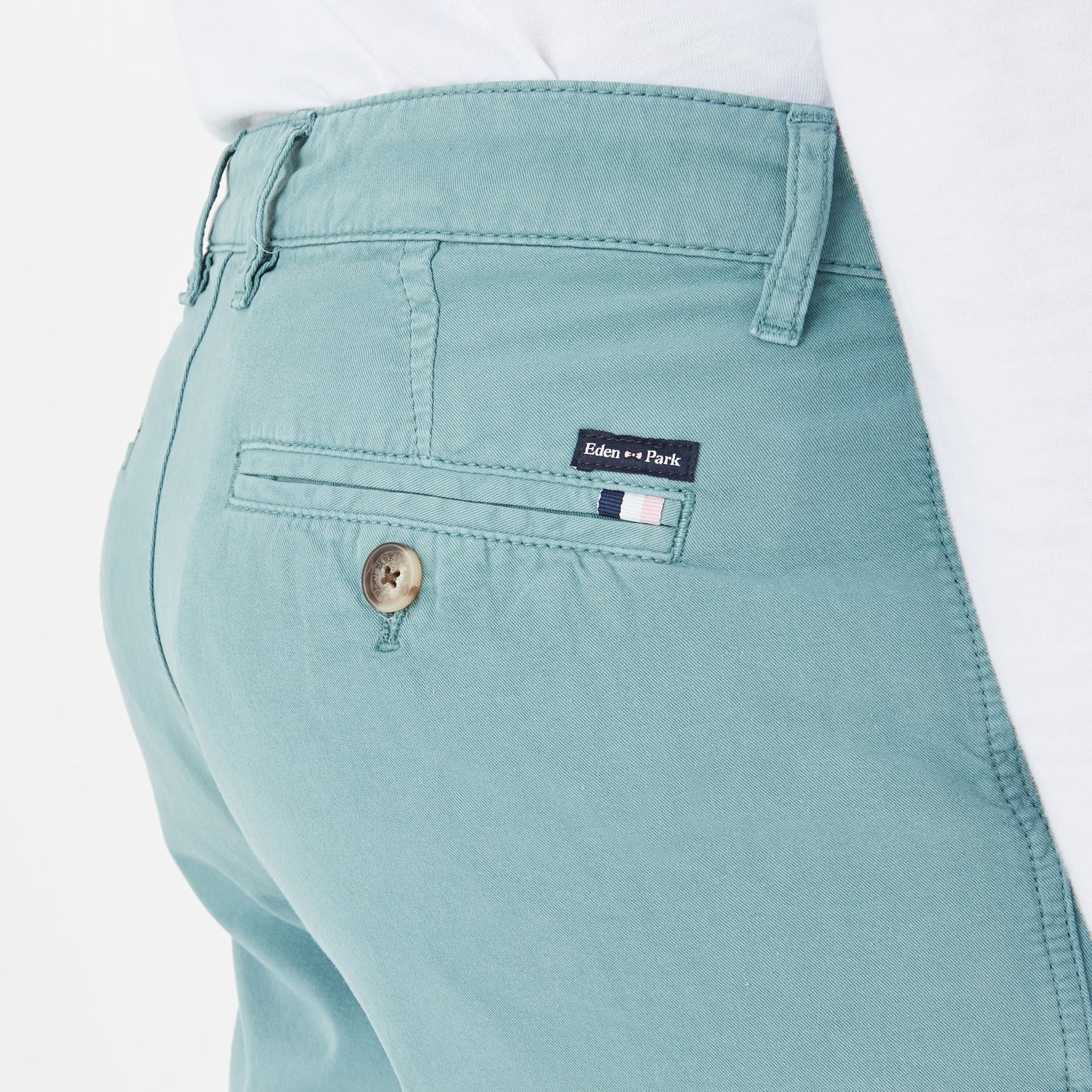 Plain green chino Bermuda shorts
