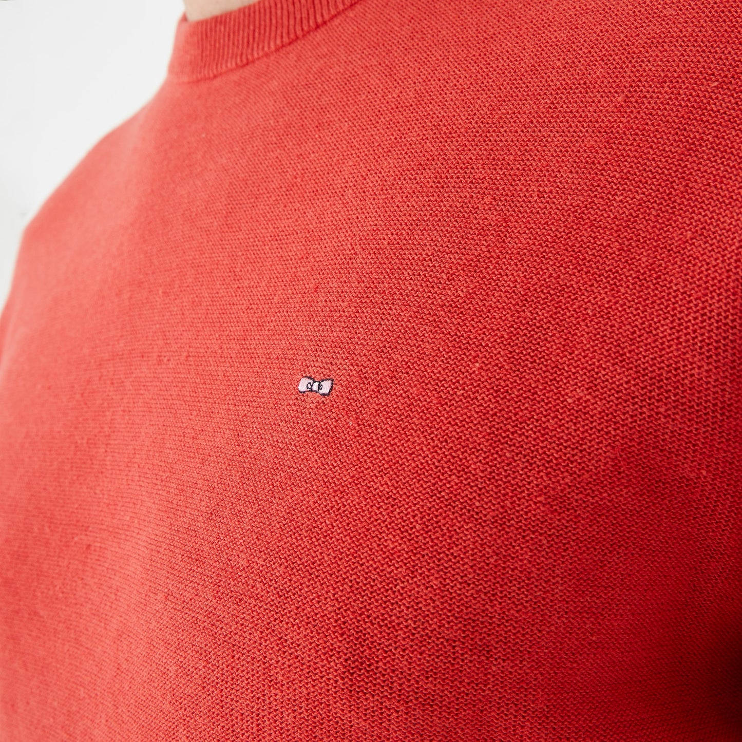 Orange cable knit jumper with crew neck