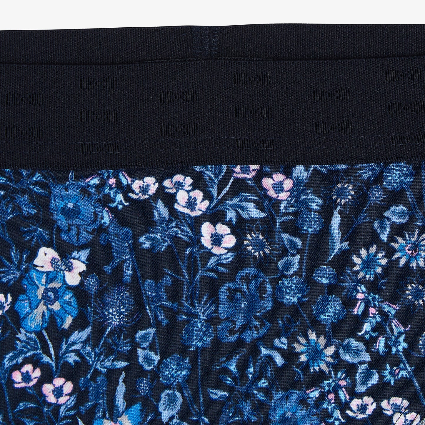 Floral print high-cut panties in dark blue