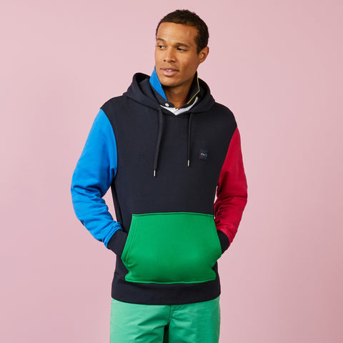 Navy blue colour-block sweatshirt with hood - Image 3