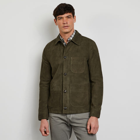 Khaki suedine overshirt - Image 3