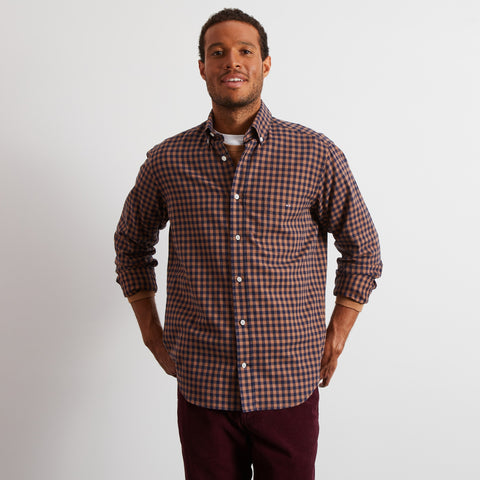 Brown checked shirt in cotton - Image 1