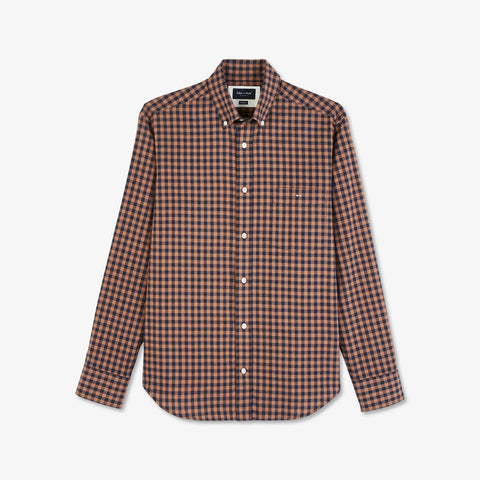 Brown checked shirt in cotton - Image 2