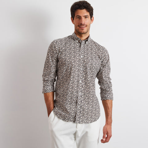 Poplin shirt with an autumn flowers motif - Image 1