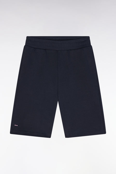 Straight-fit shorts in navy cotton fleece - Image 1