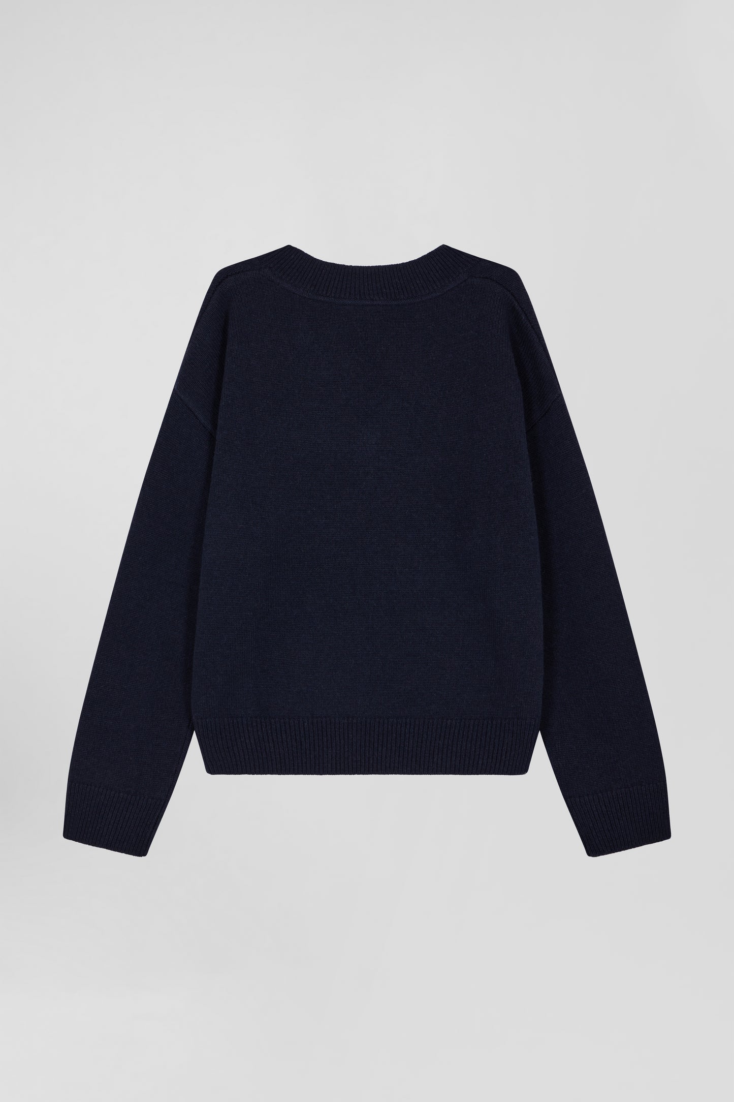 Navy blue wool and cashmere V-neck sweater Relaxed cut