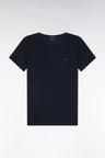 Round-neck T-shirt in lightweight navy Pima cotton jersey, straight cut