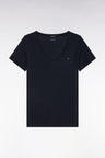 V-neck T-shirt in lightweight navy Pima cotton jersey, straight cut