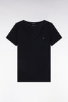 V-neck T-shirt in black lightweight Pima cotton jersey, straight cut