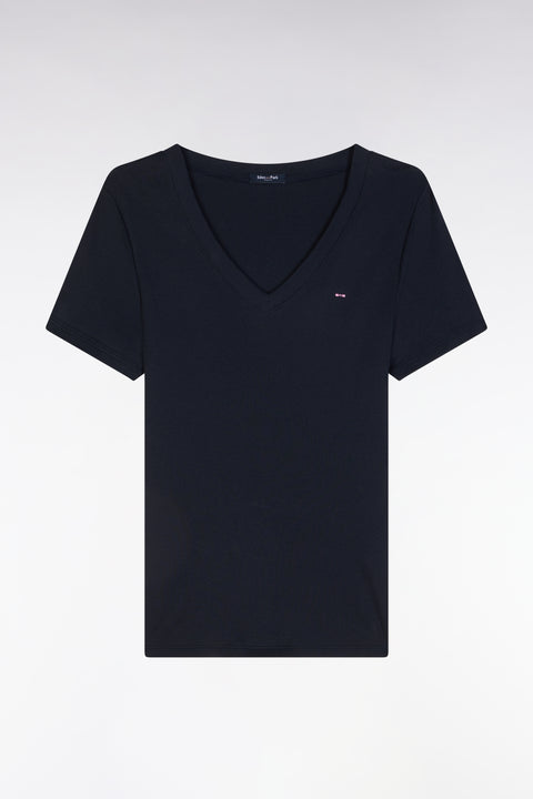 Pima cotton t-shirt chopped navy cut adjusted - Image 2