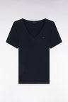 Pima cotton t-shirt chopped navy cut adjusted