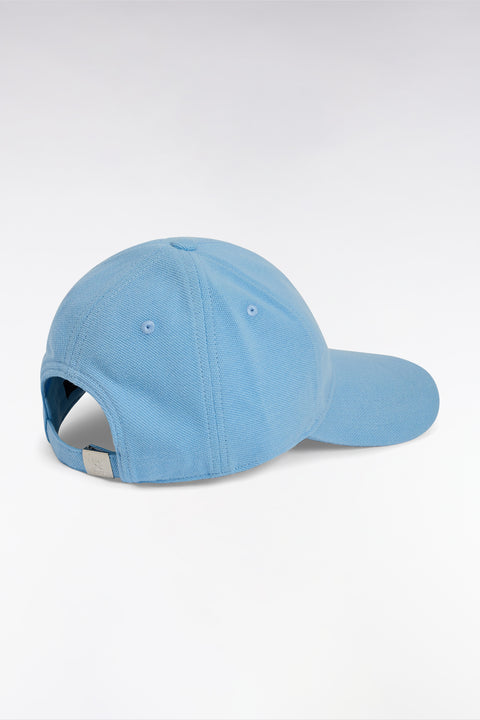 Sky blue cotton piqué cap with bow tie embroidery - Image 3