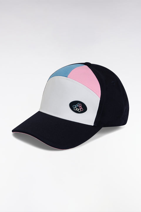 Tricolor cotton twill cap with silicone badge - Image 2