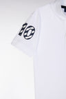 Straight-fit short-sleeved polo shirt in white cotton piqué with number 10 embroidery