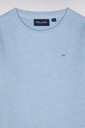 Straight-fit sky blue cotton round-neck jumper