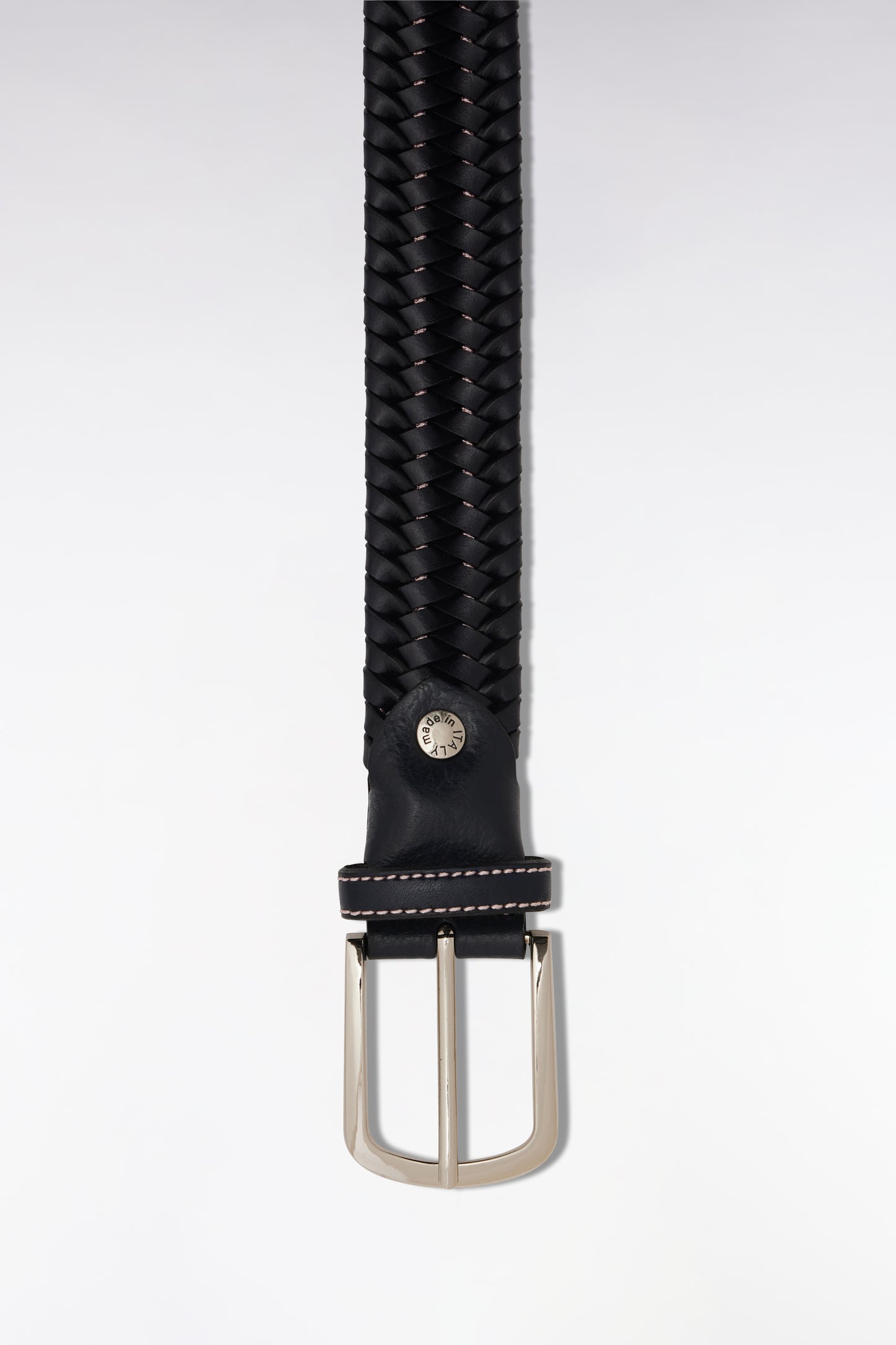 Navy braided leather belt