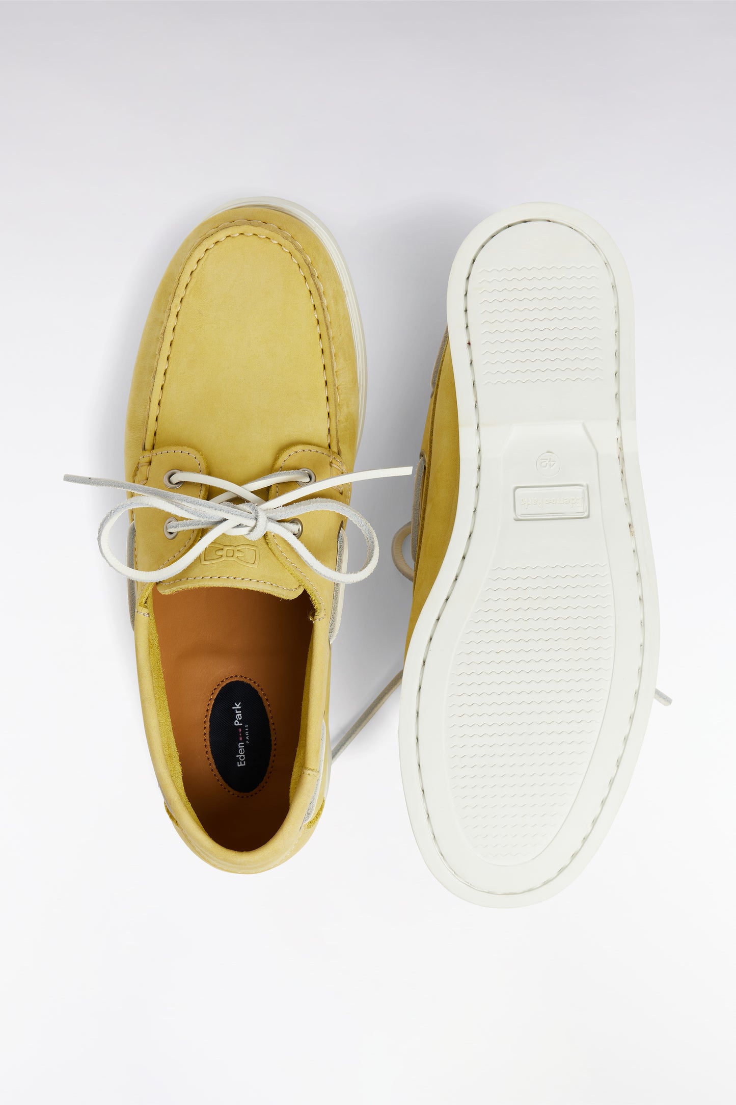 Yellow suede leather boat shoes style loafers