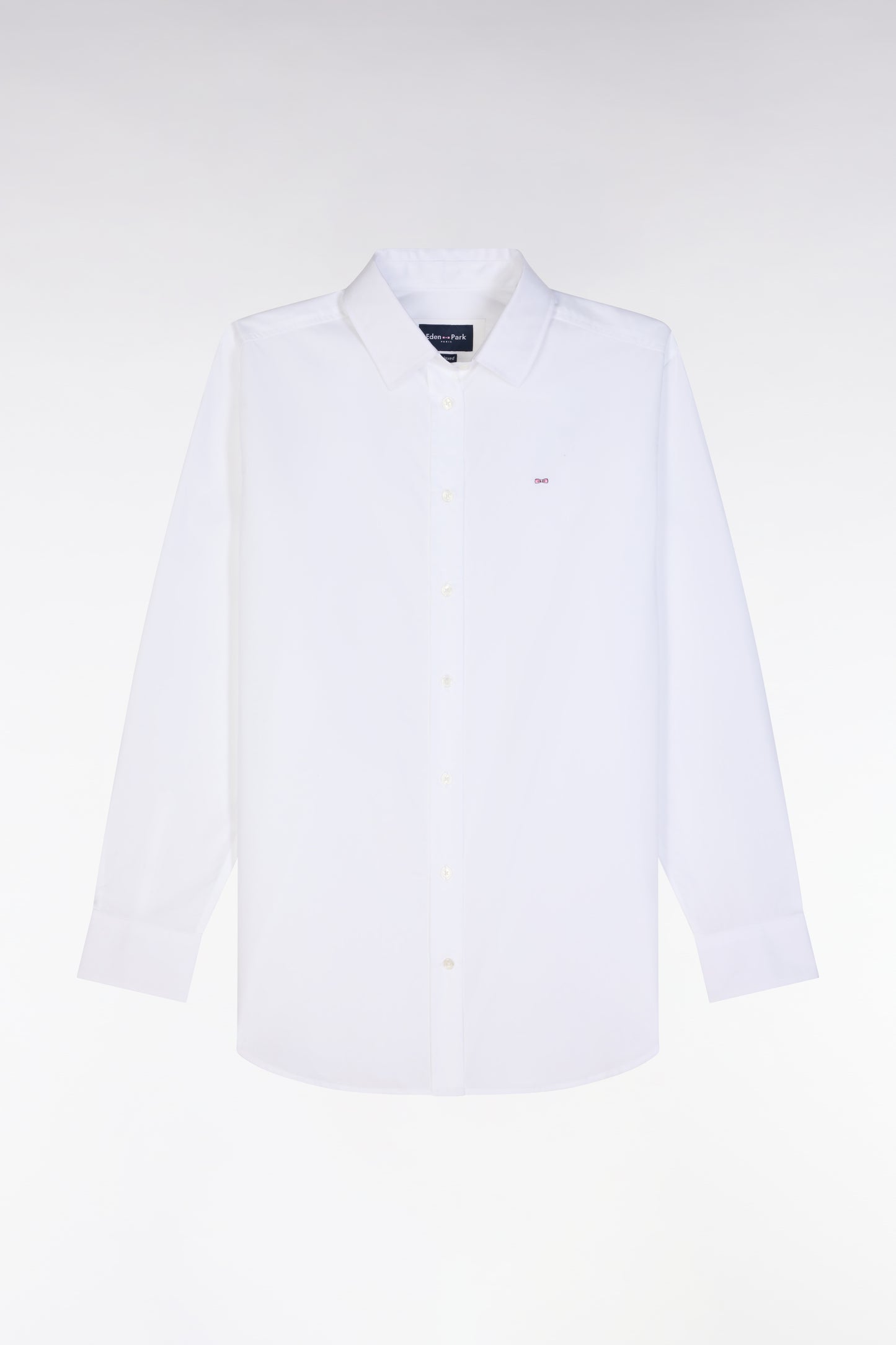 Chemise unie en coton blanc coupe décontractée