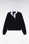 Navy cotton sweatshirt with navy rugby shirt collar