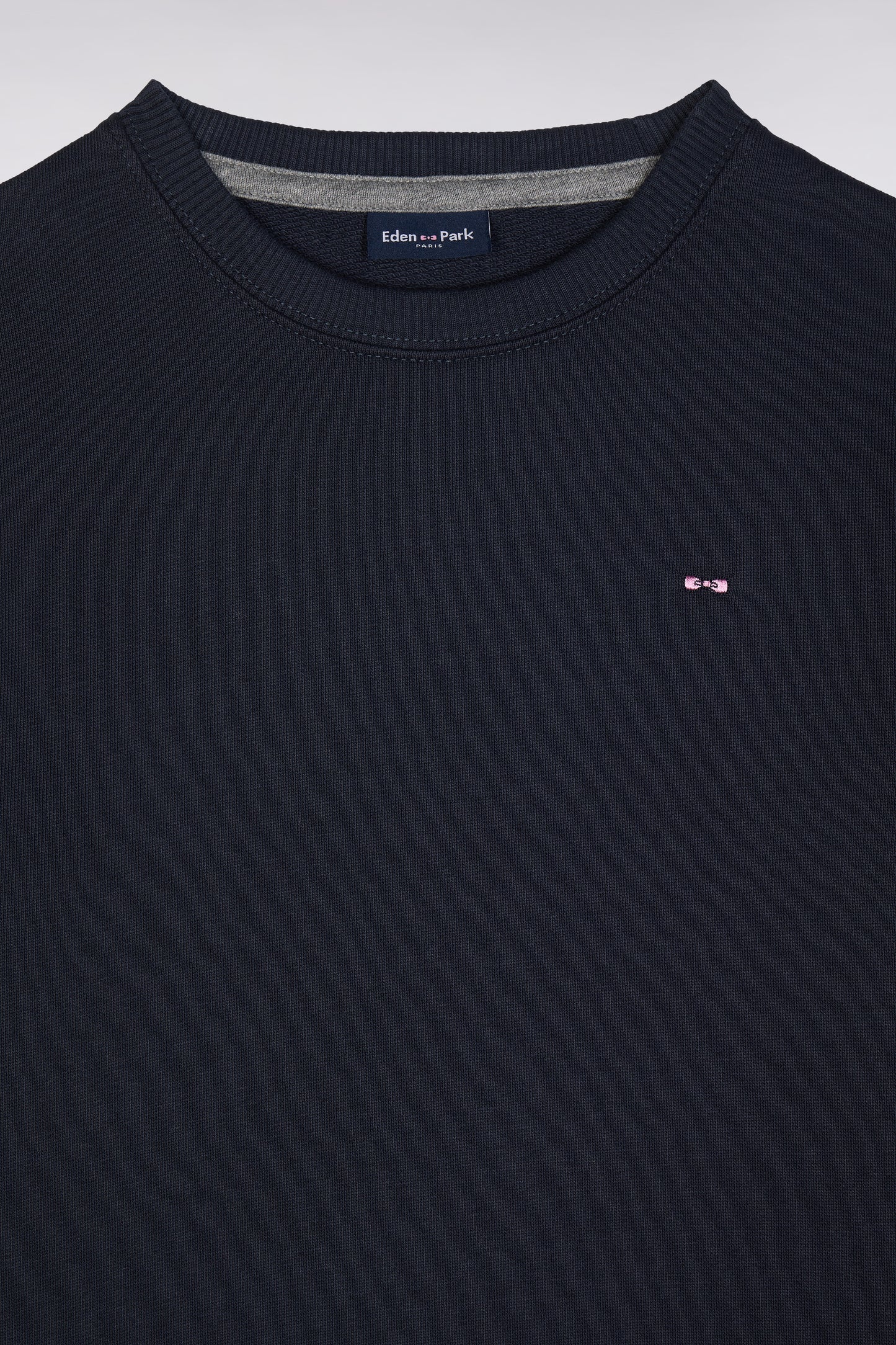 Straight-fit navy cotton fleece crewneck sweatshirt