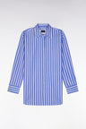 Oversized blue cotton shirt with white stripes