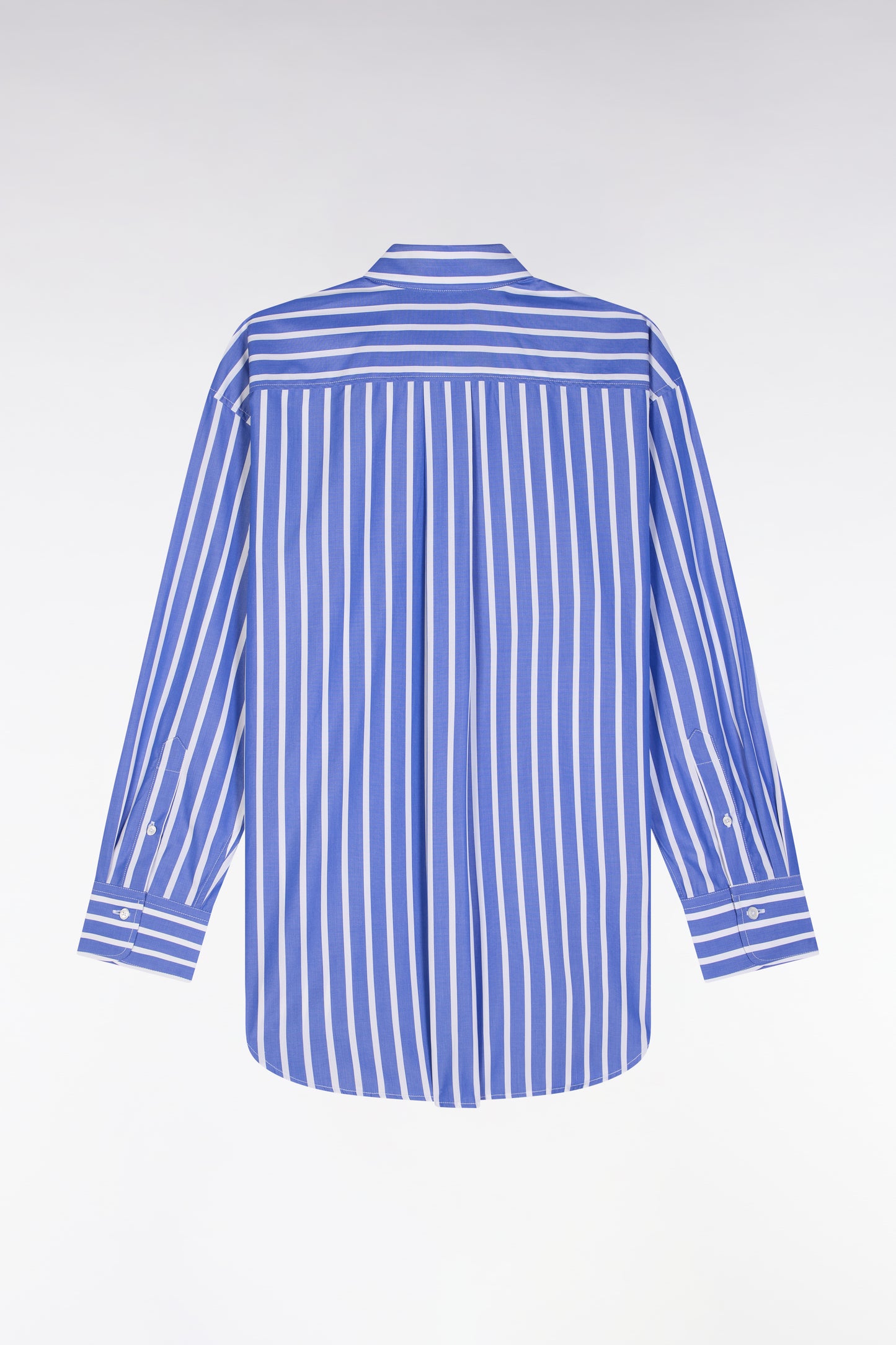 Oversized blue cotton shirt with white stripes
