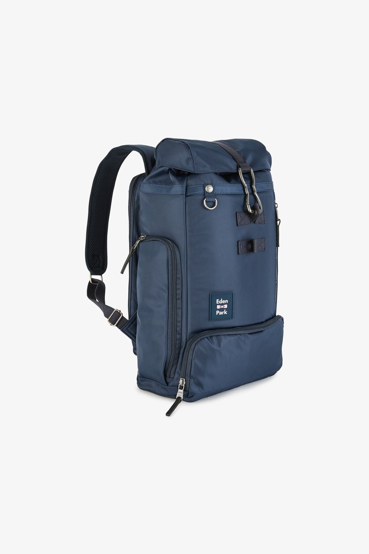 Navy blue rucksack with multiple pockets