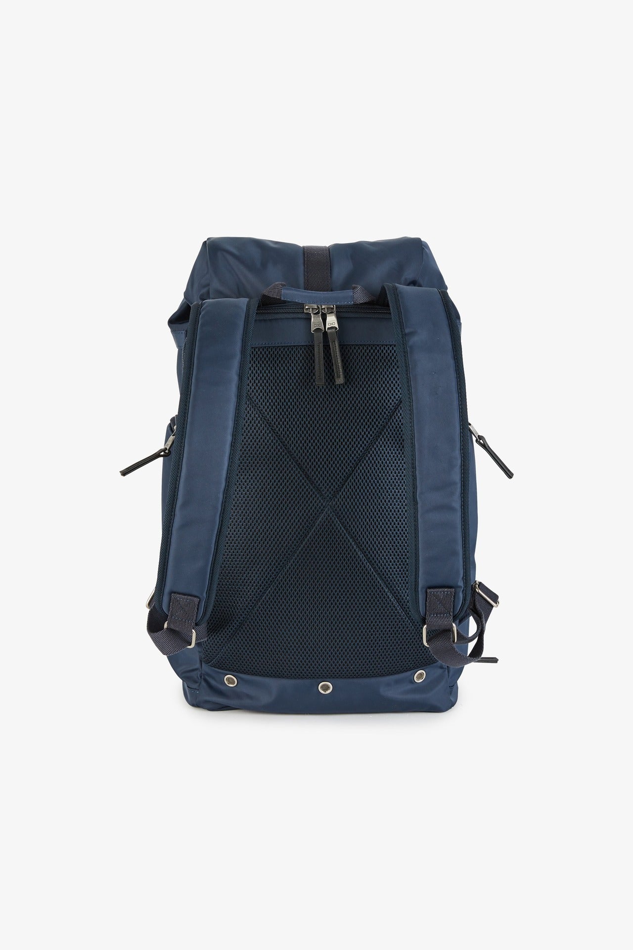 Navy blue rucksack with multiple pockets