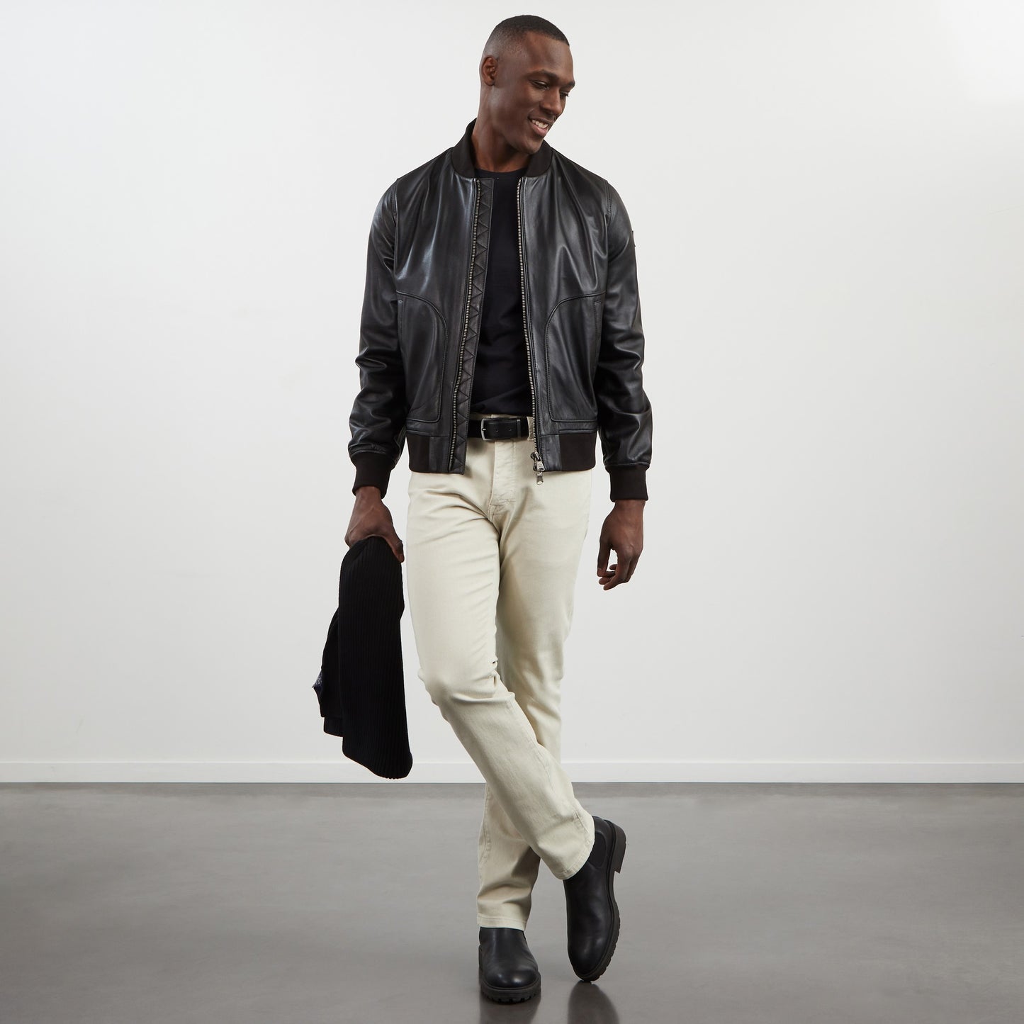 Black zipped leather jacket