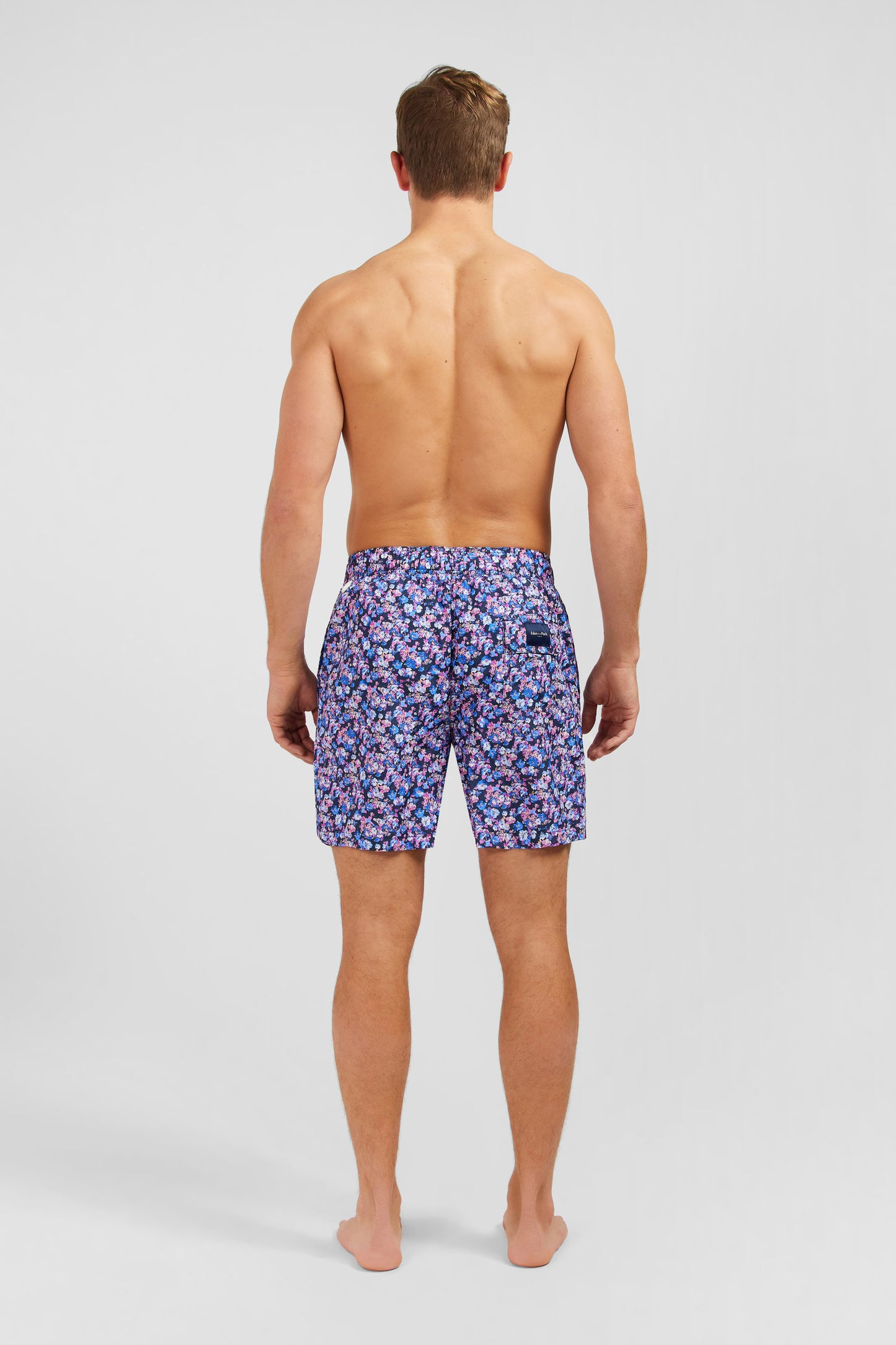 Pink swim shorts with exclusive floral print