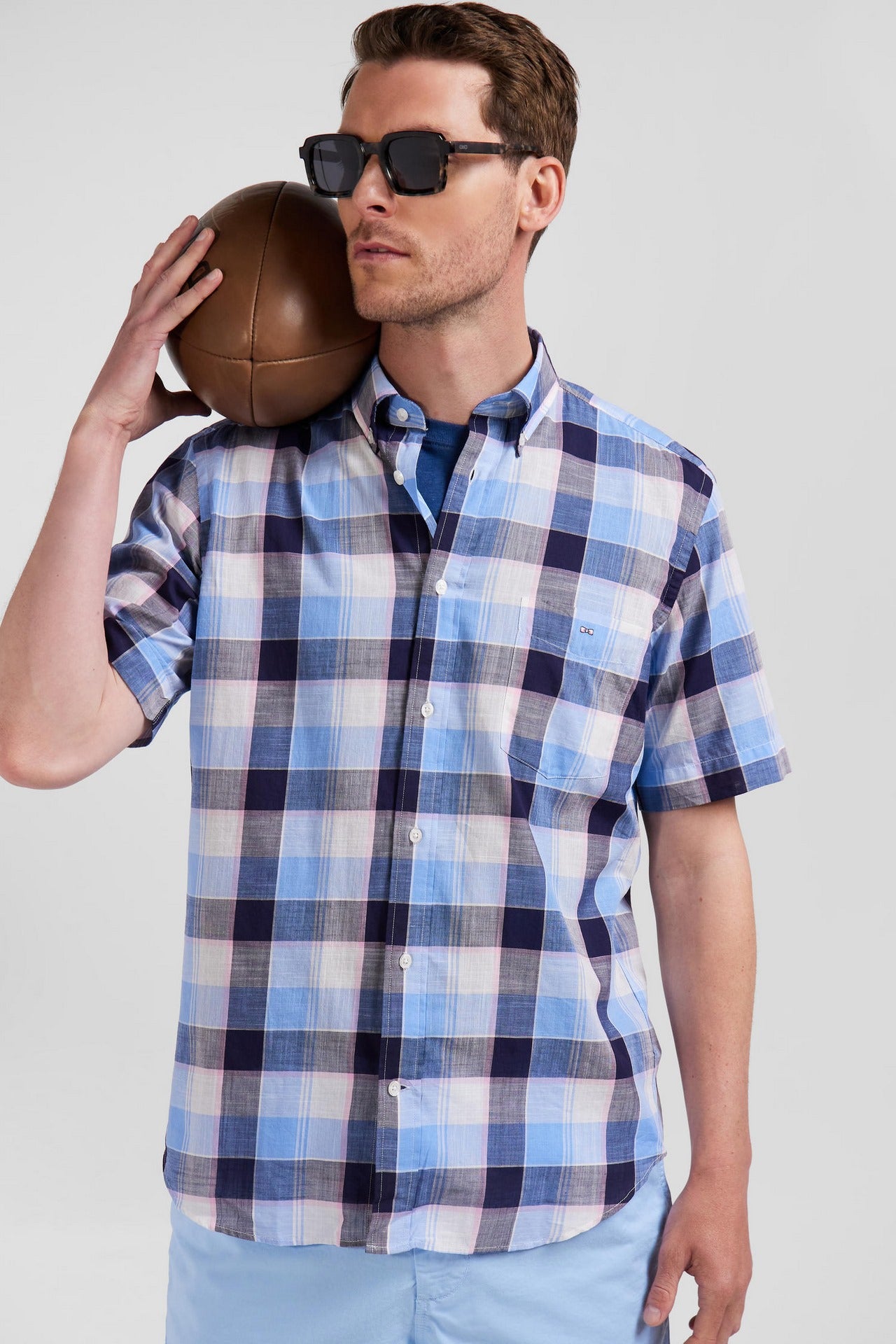 Checked blue shirt