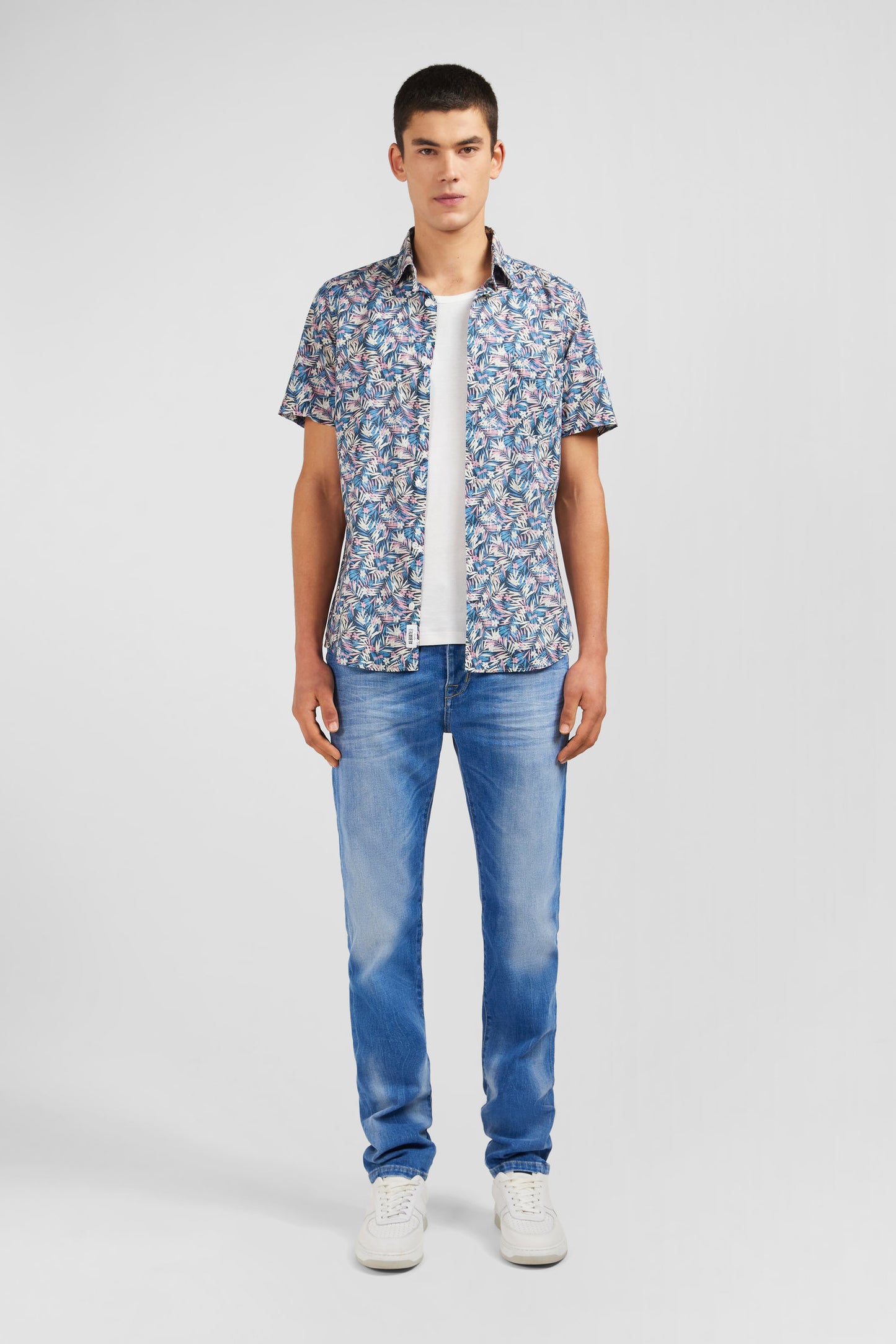 Blue shirt with exclusive floral print