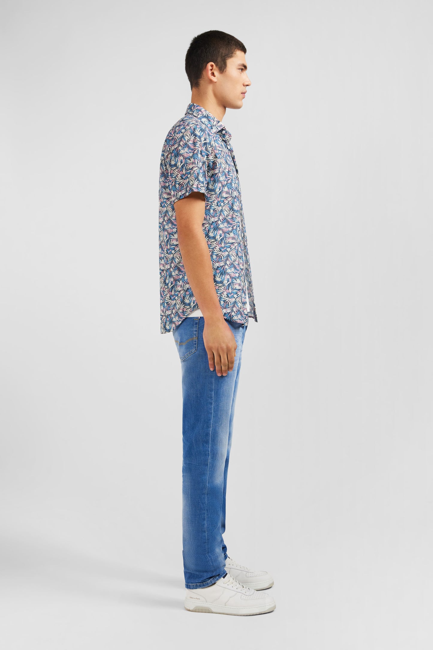 Blue shirt with exclusive floral print