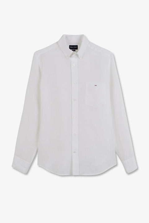 Plain white linen shirt - Image 2