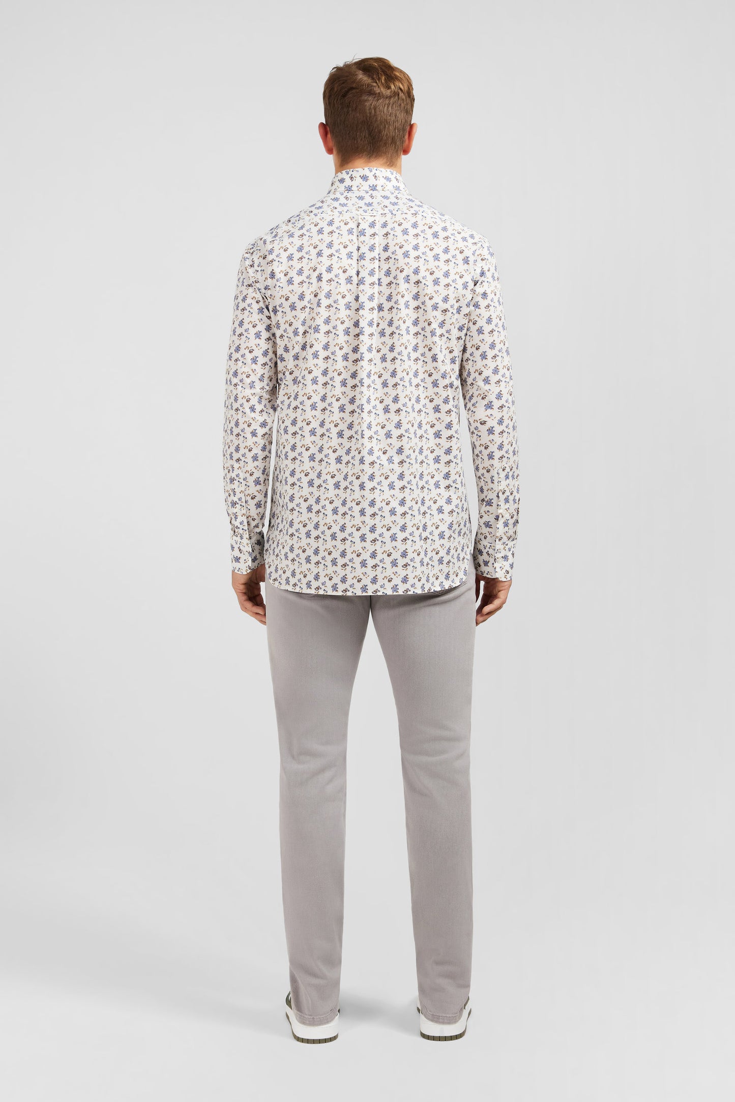Beige floral-print shirt