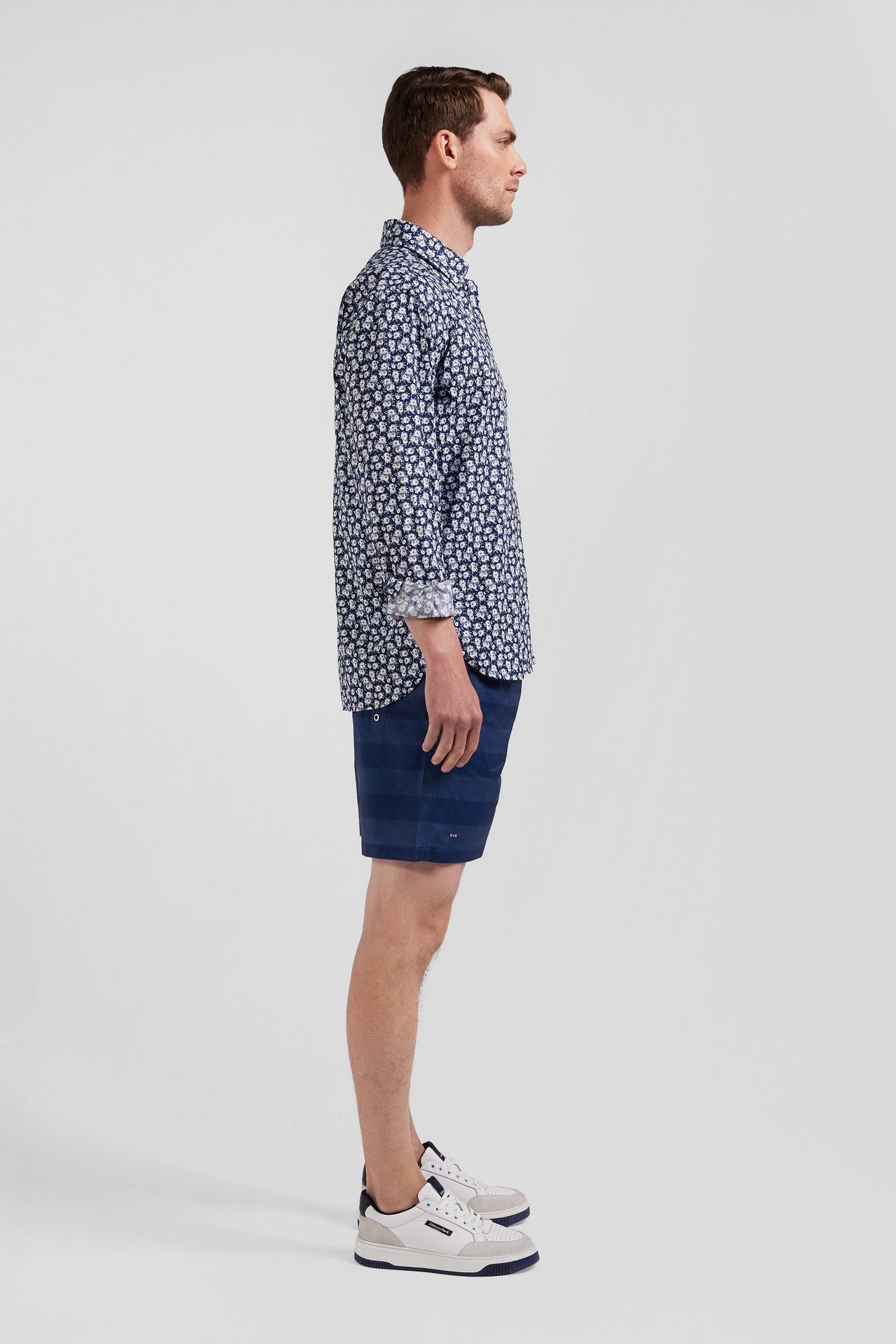 Navy blue shirt with exclusive floral print