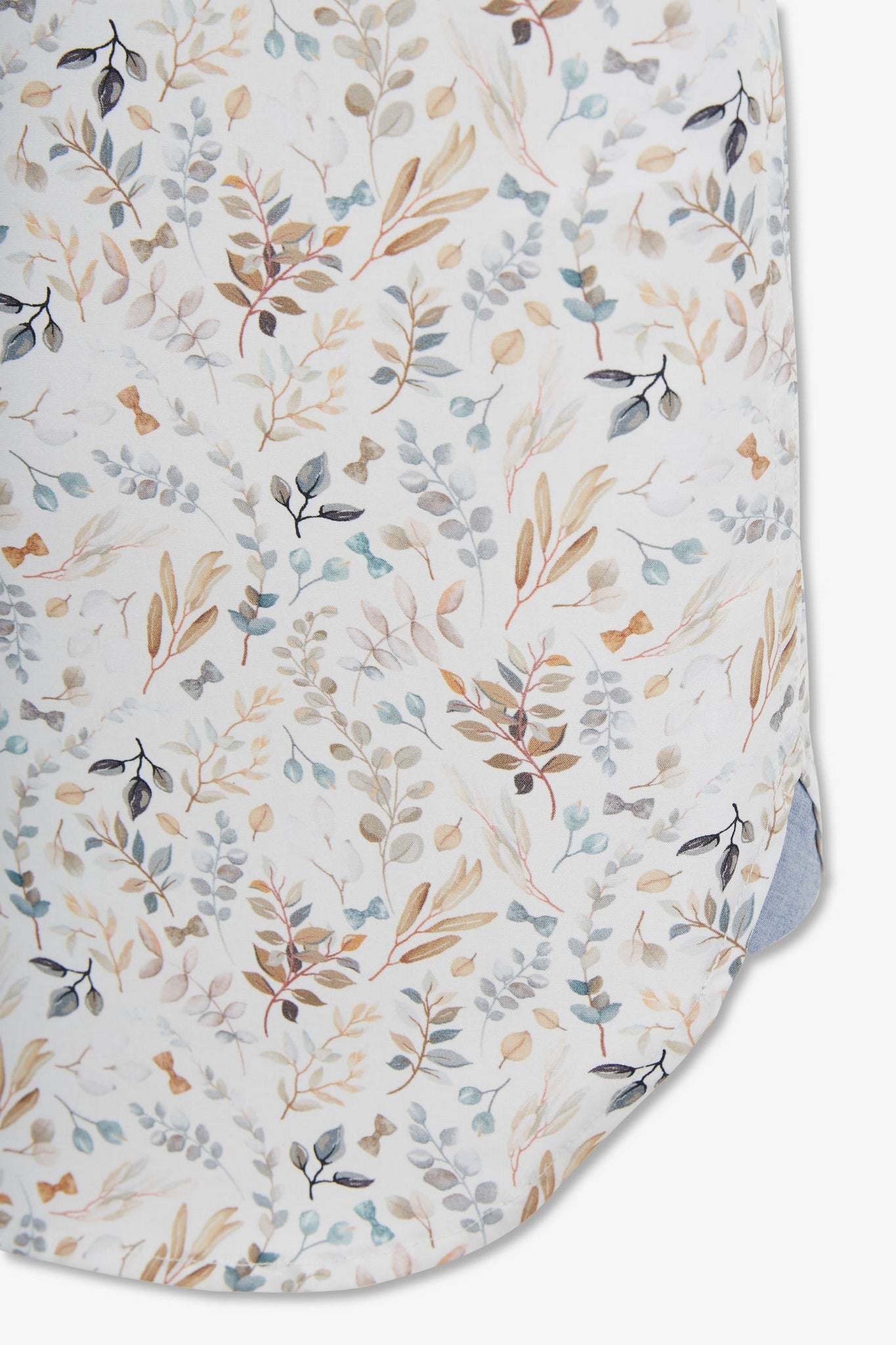 Ecru poplin shirt with foliage print