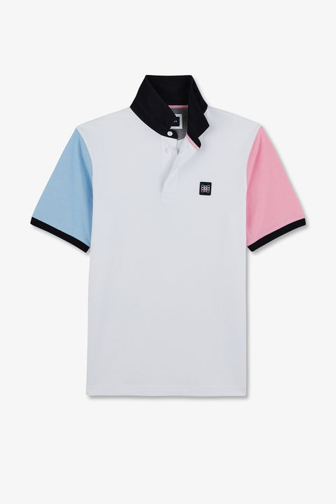 White colour-block polo shirt - Image 2