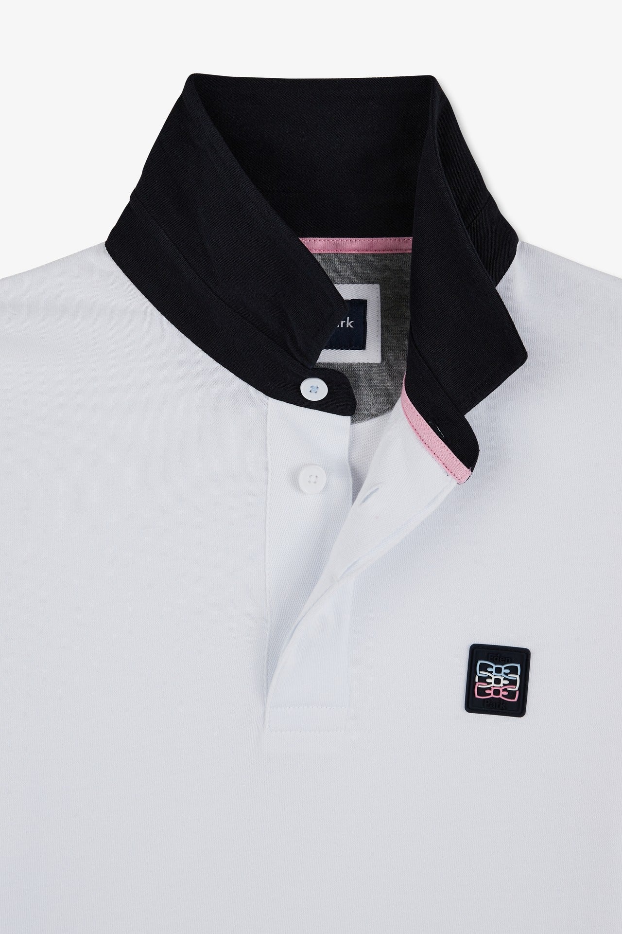 White colour-block polo shirt