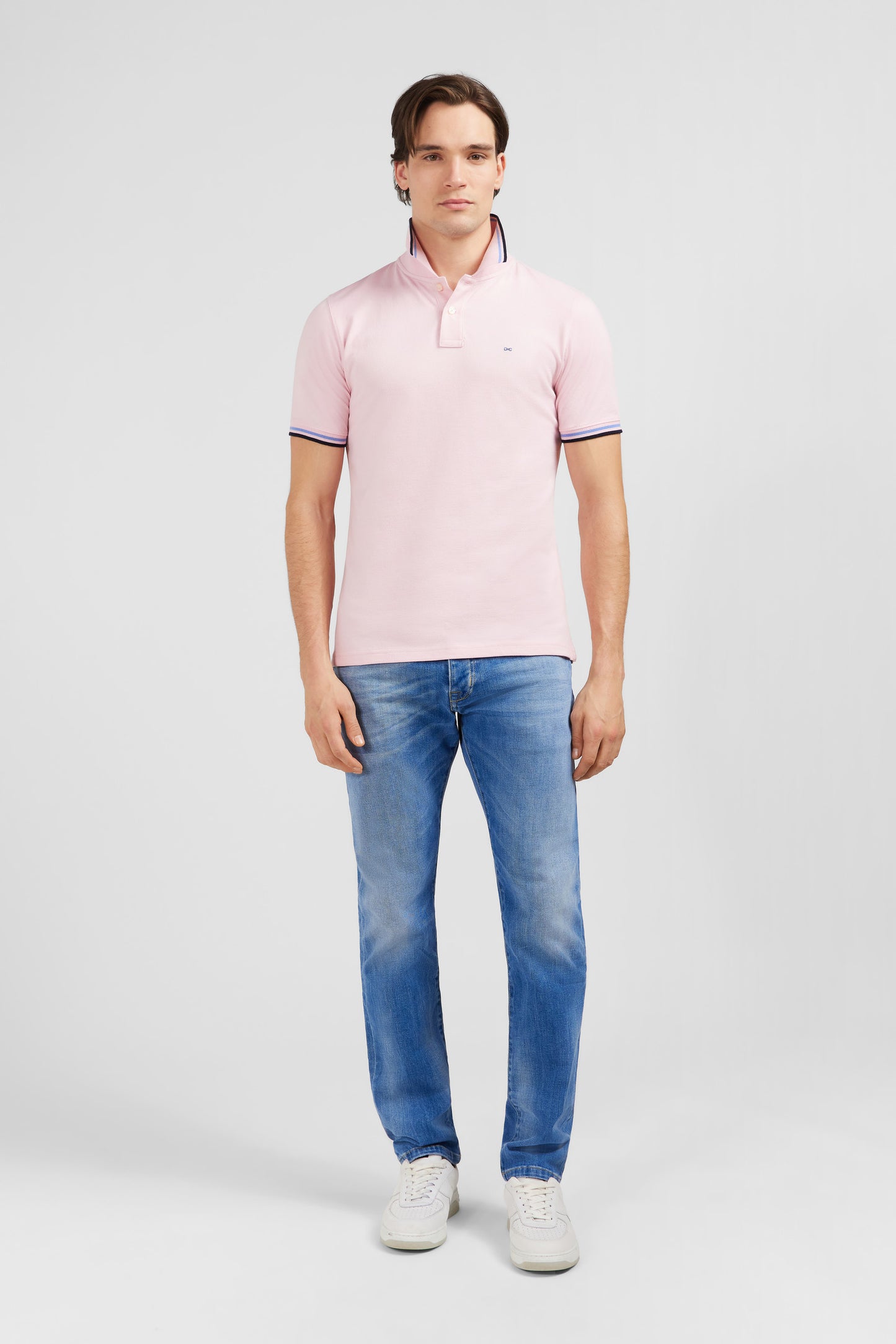 Pink polo shirt in Pima cotton