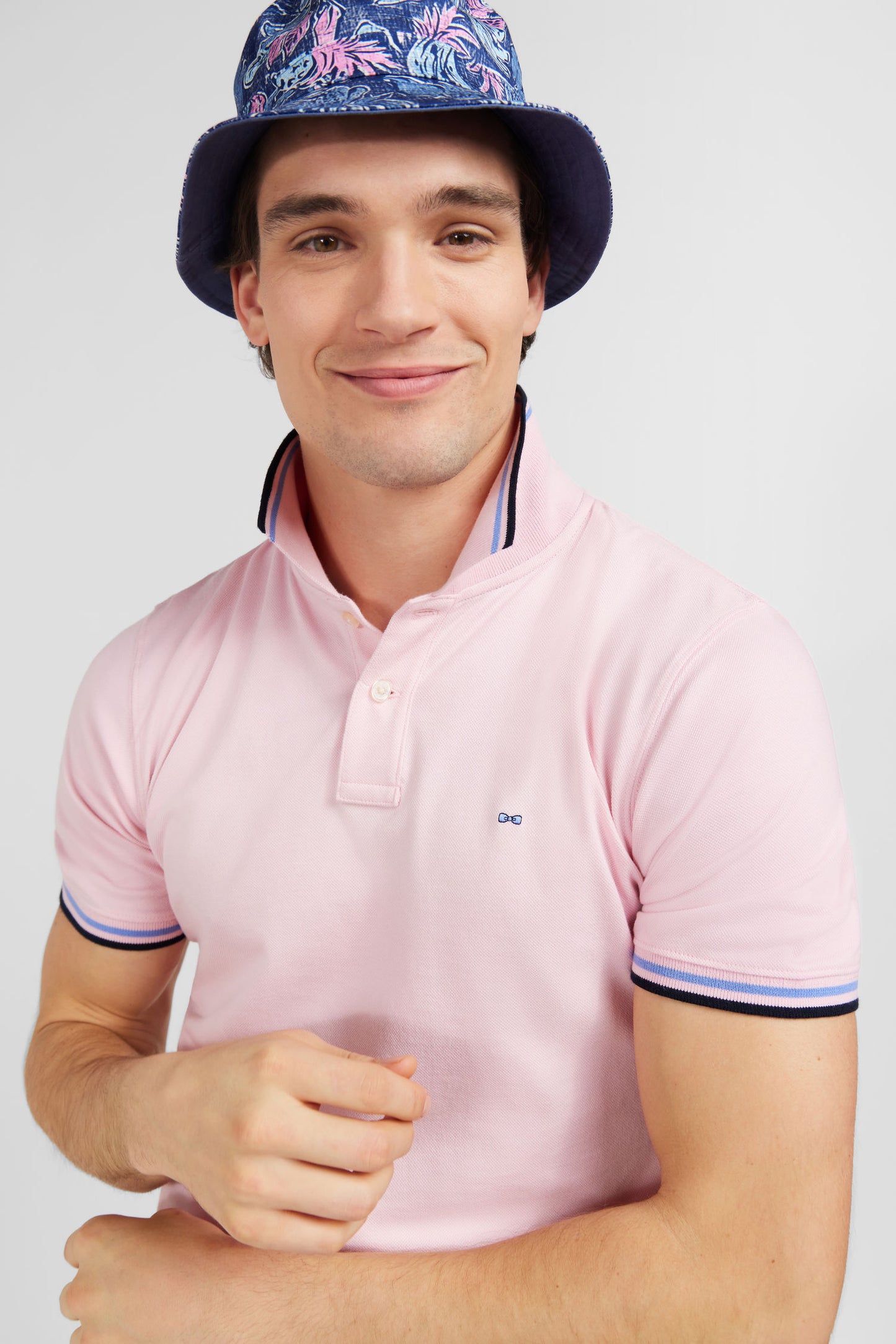 Pink polo shirt in Pima cotton